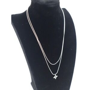 Silvertone Layered Necklace North Star Pendant Celestial Jewelry Dainty Delicate